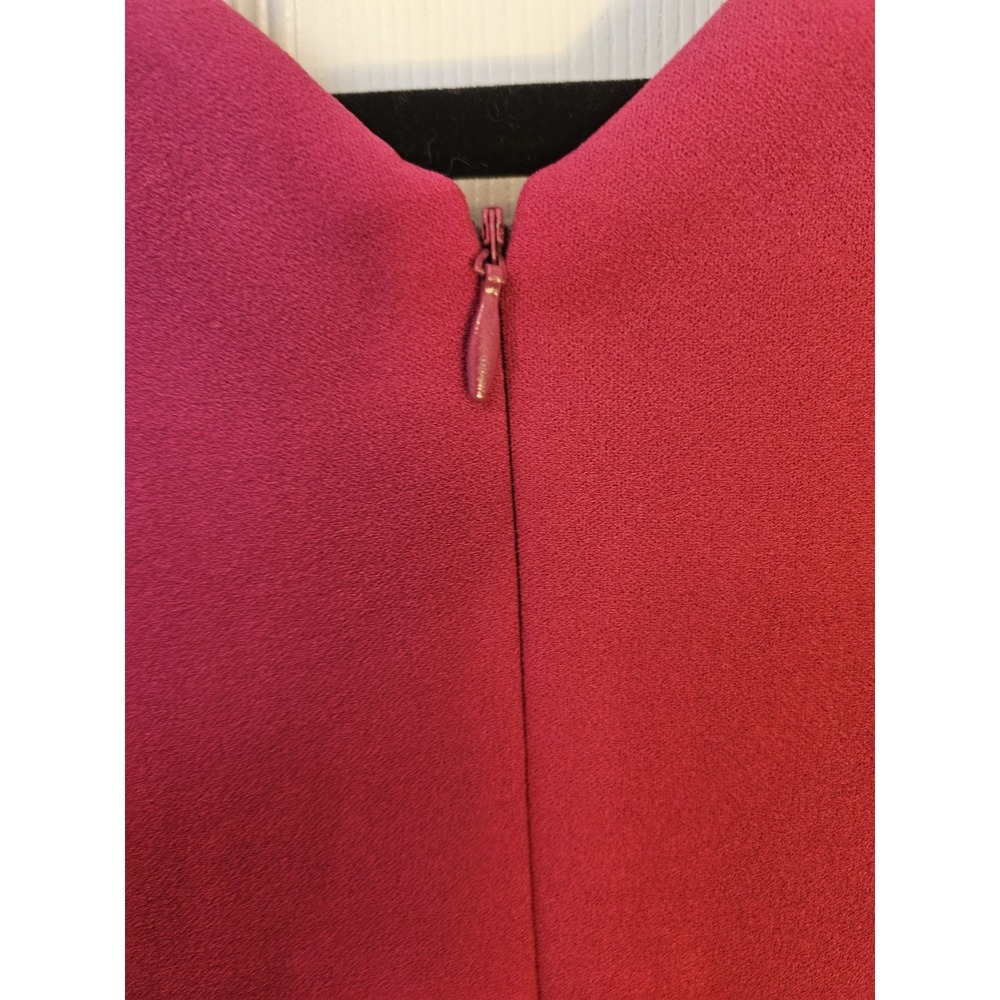 NWT Betsey Johnson Hot Pink Scuba Crepe Lined Midi Dress Back Zip Ruffled Hem 14 - Picture 7 of 12
